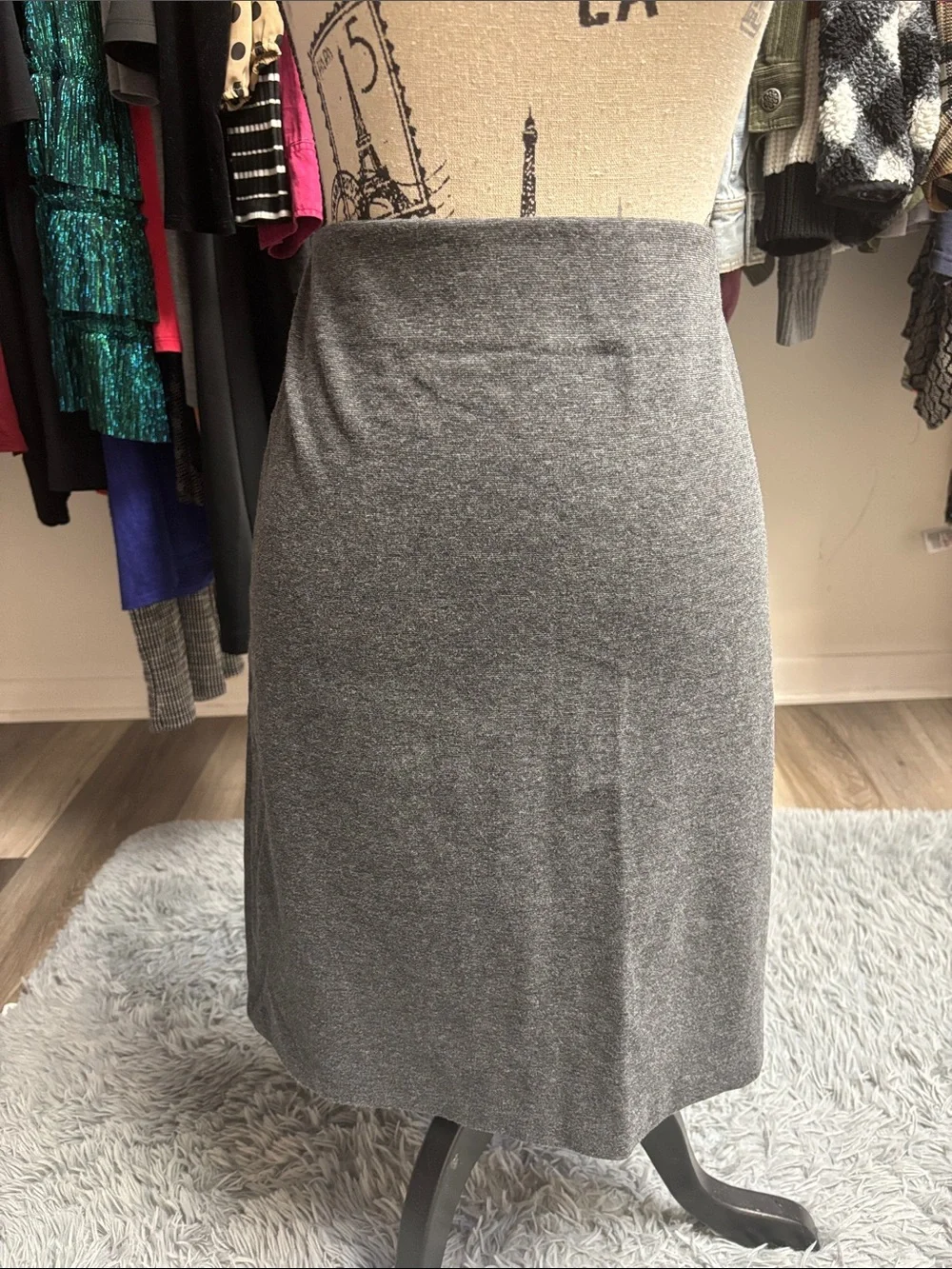 Dark Heather Gray Ponte-Knit Pencil Skirt